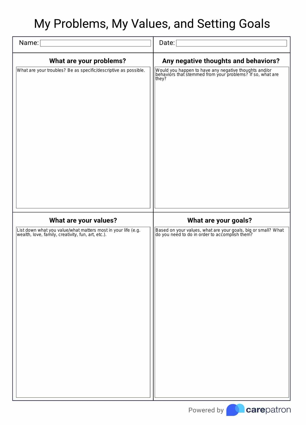 ACT Values Worksheet ACT Values Worksheet