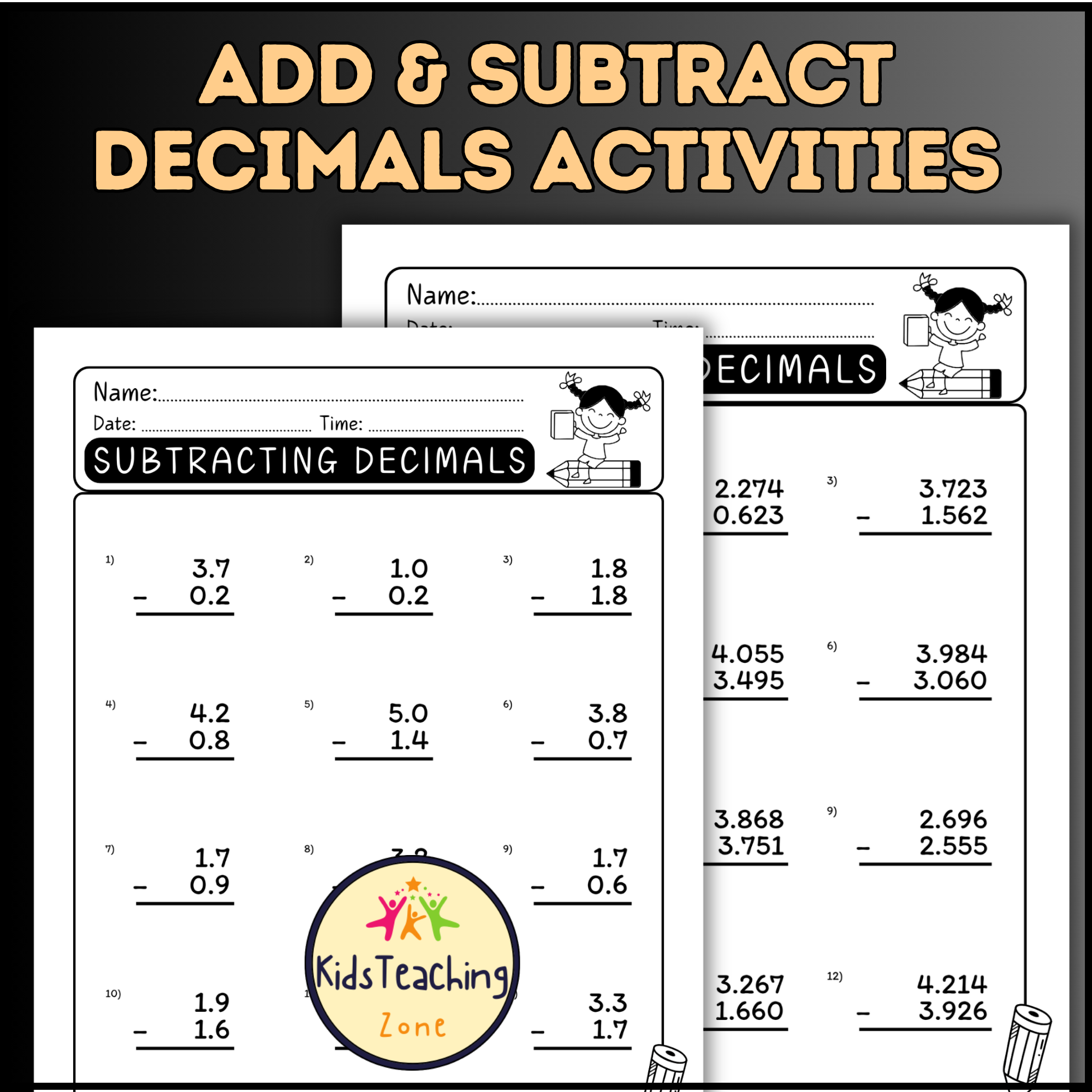 Adding And Subtracting Decimals Worksheets Practice Mixed Numbers Made By Teachers Adding And Subtracting Decimals Worksheets Practice Mixed Numbers Made By Teachers