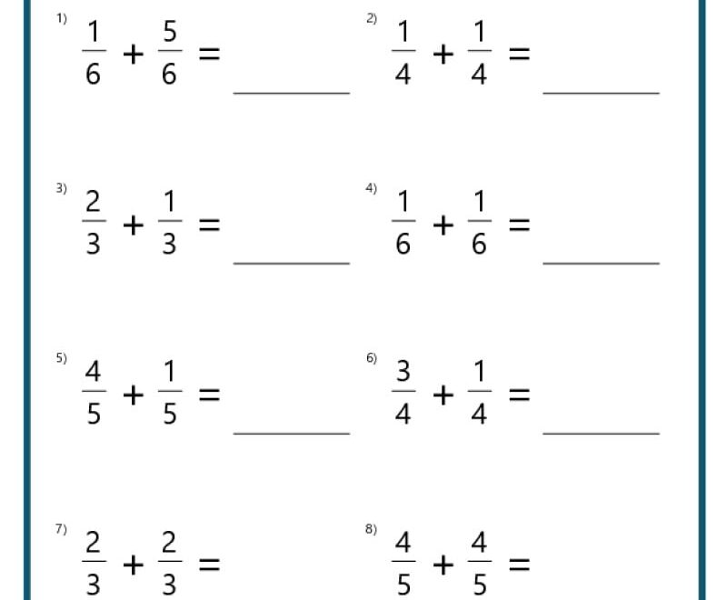 Adding And Subtracting Fractions Worksheets