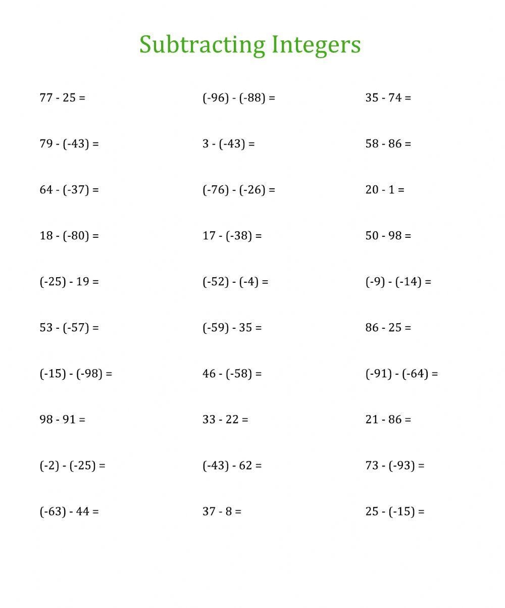adding and subtracting integers worksheet adding and subtracting integers worksheet