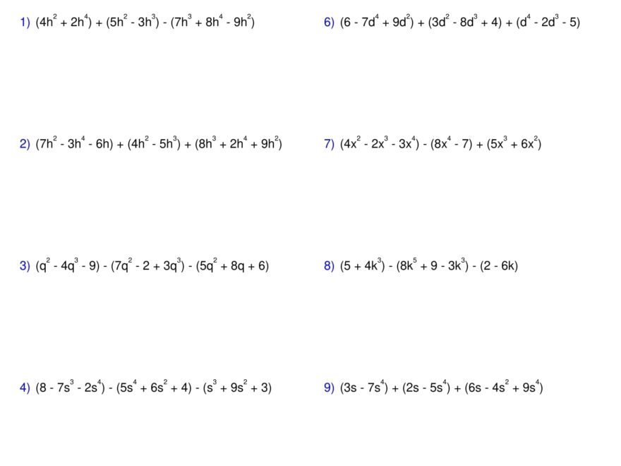 Adding And Subtracting Polynomials Worksheet 3 Polynomials Made By Teachers