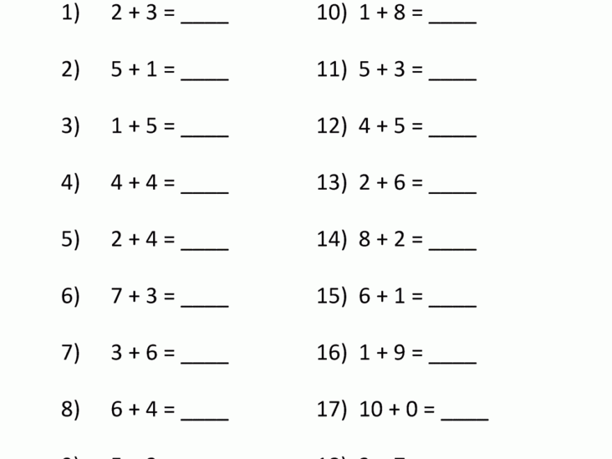 Addition And Subtraction Worksheets For Kindergarten