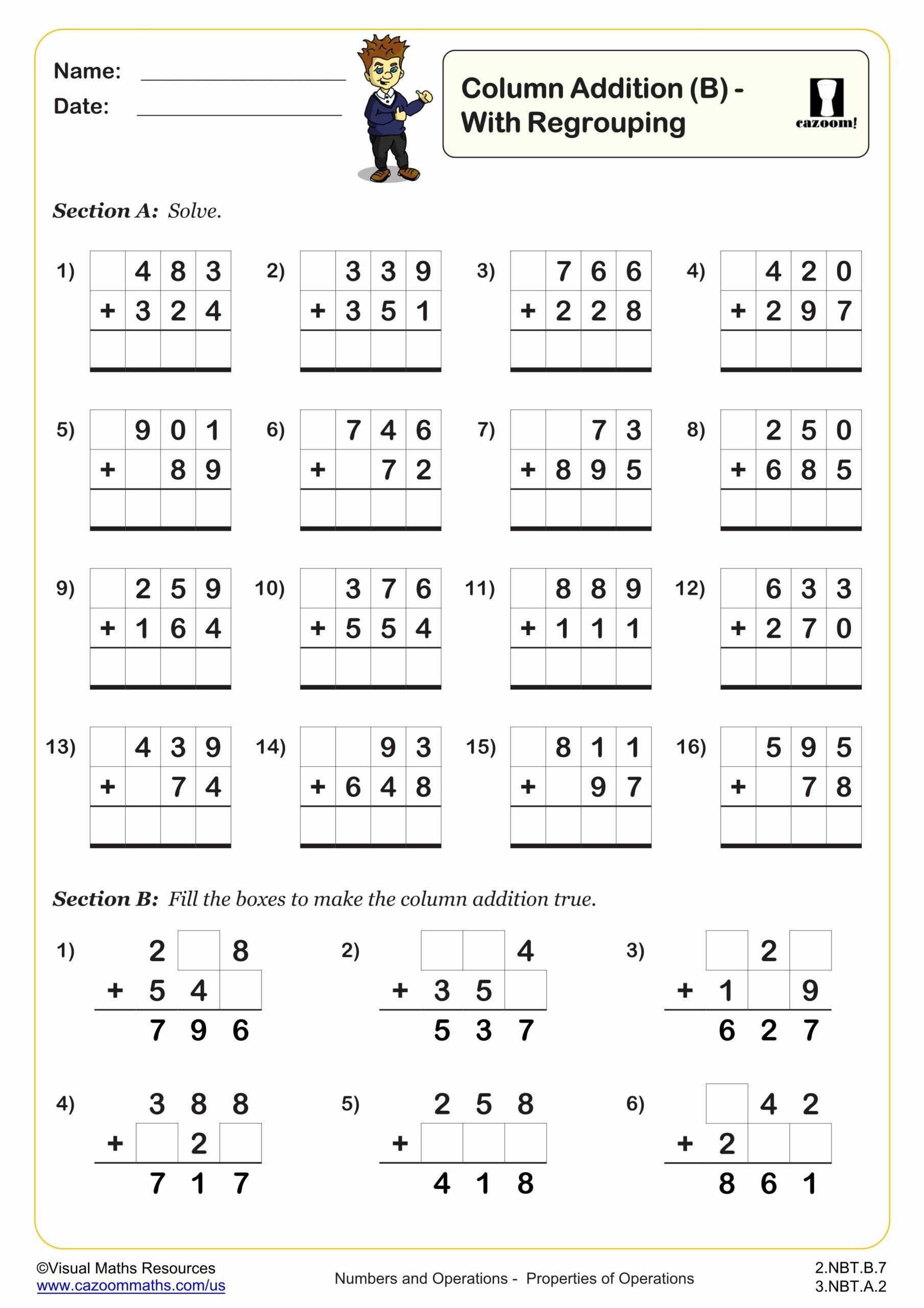 addition of integers worksheet