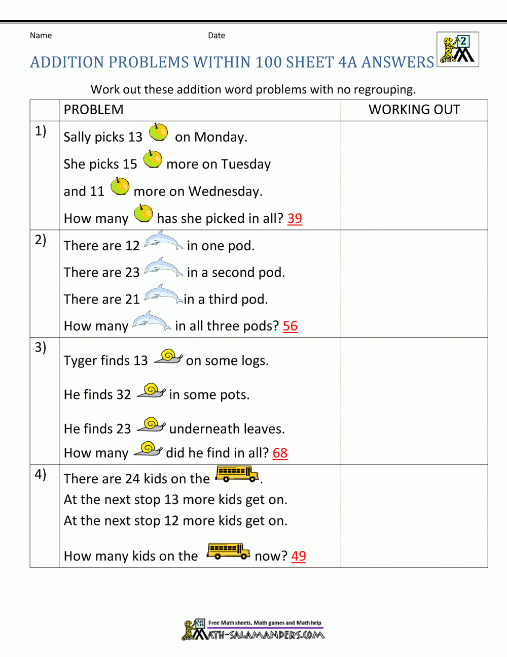 Addition Word Problems 2nd Grade Addition Word Problems 2nd Grade