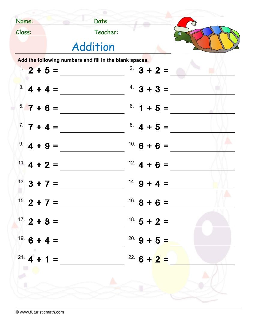 single digit addition worksheets