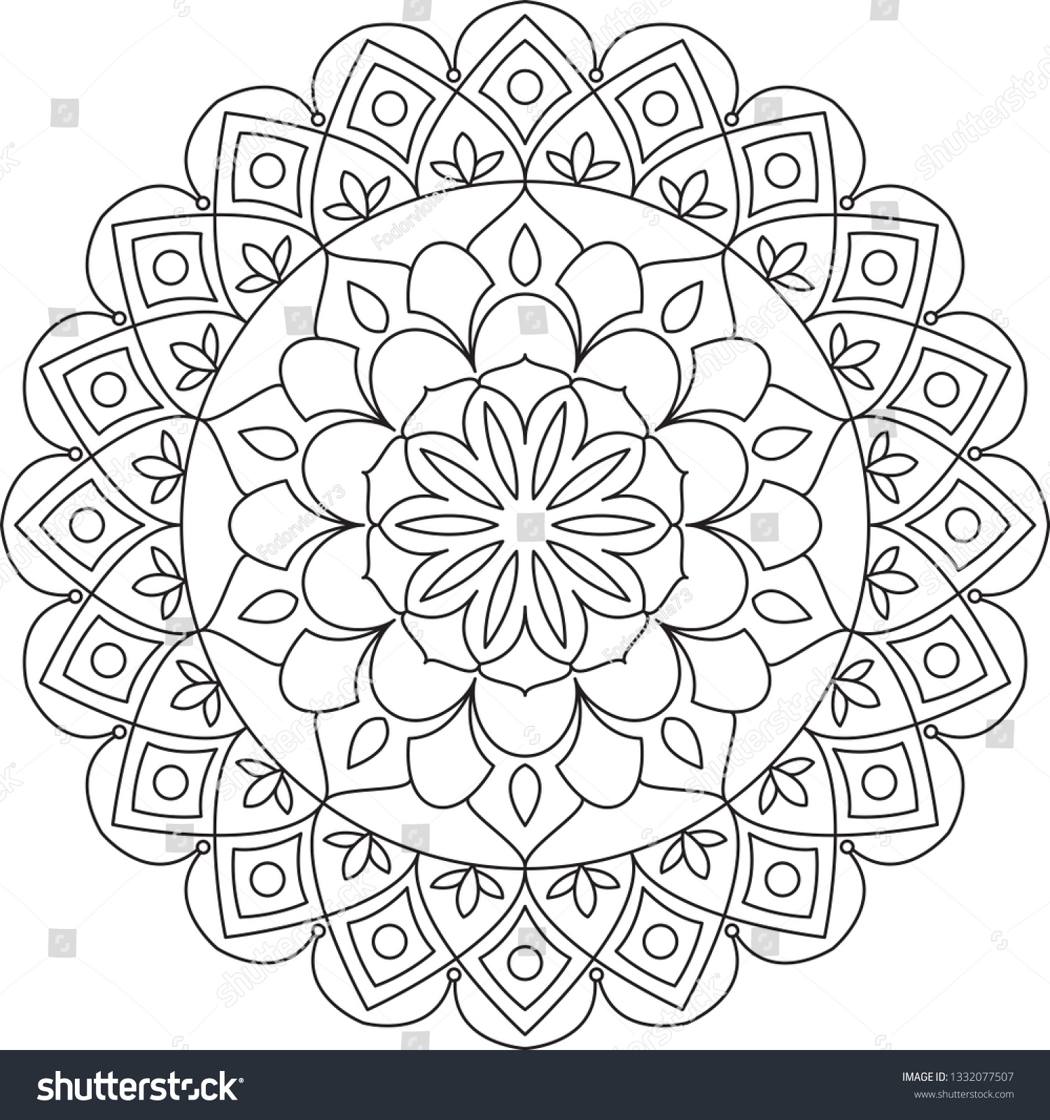 Adult Coloring Page Mandala Coloring Book Stock Vector Royalty Free 1332077507 Shutterstock