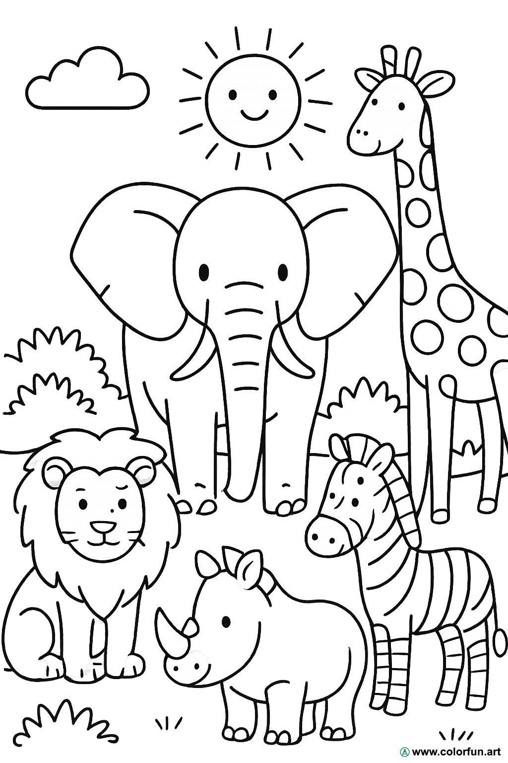 African Savannah Animals Coloring Page Download Or Print For Free