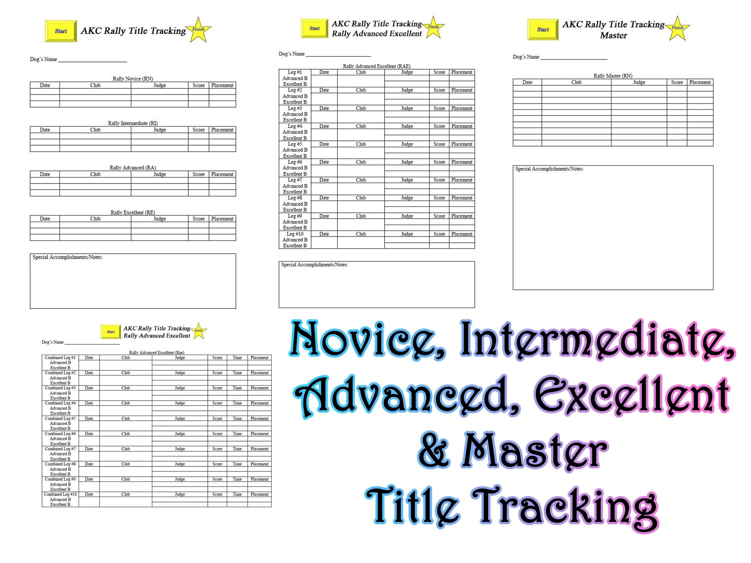 AKC Rally Title Tracking Training Log Dog Training Obedience Etsy