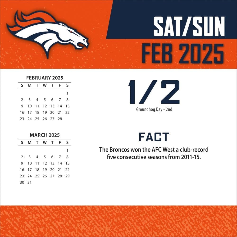 Amazon TURNER SPORTS Denver Broncos 2025 Box Calendar 25998053037 Office Products