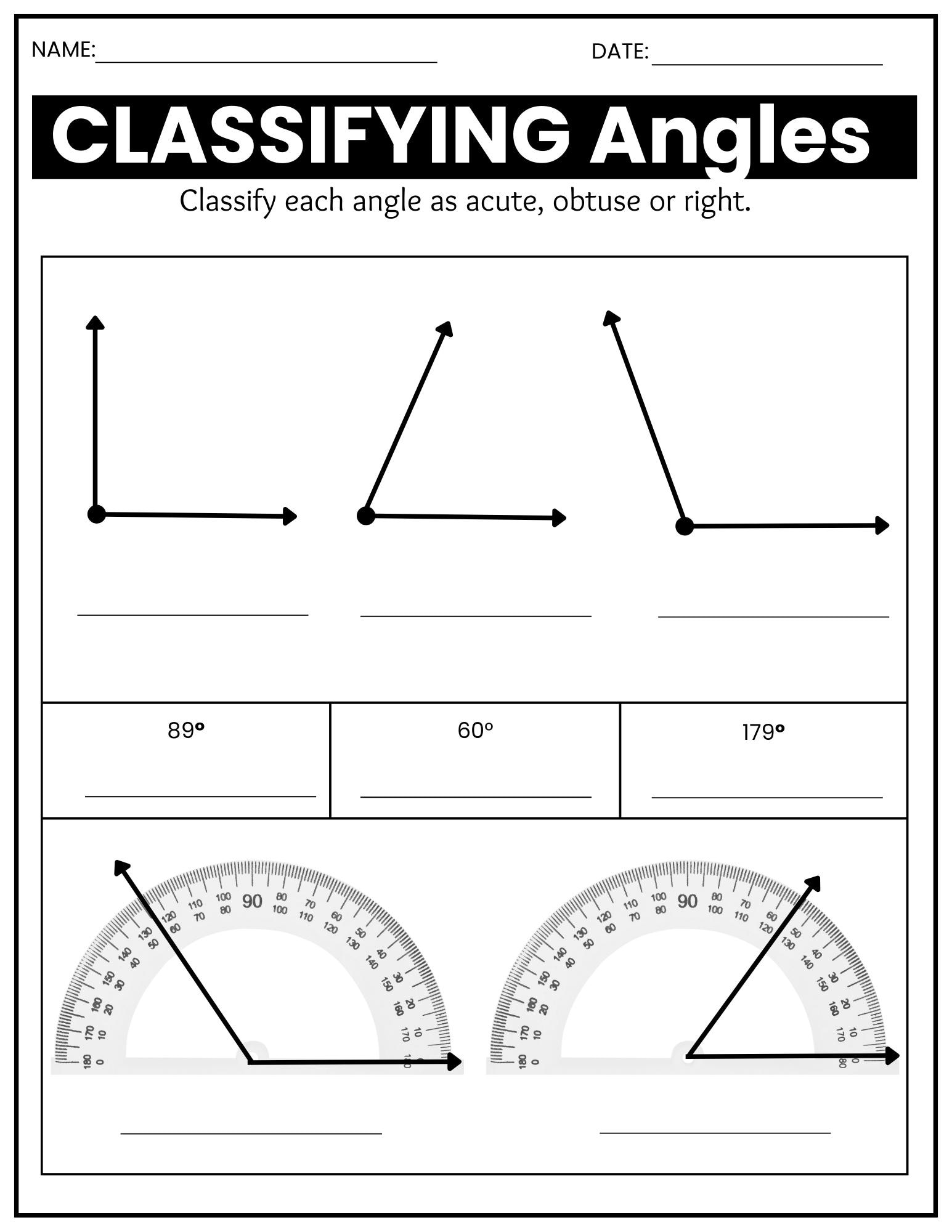 Angle Worksheet Etsy UK