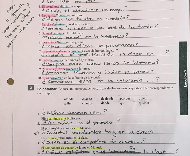 Answer Key Forming Questions In Spanish Skyline High School Spanish
