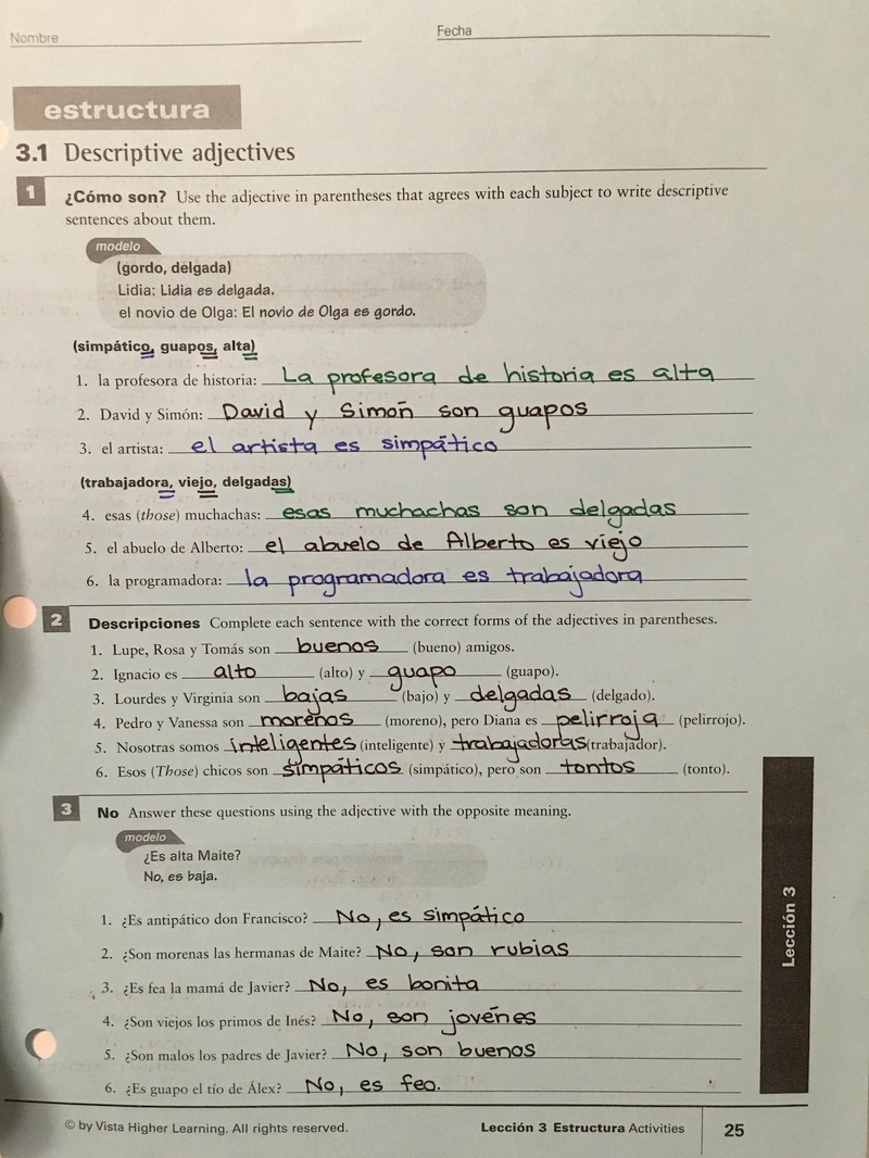 Answers To Spanish 1 Worksheets Skyline High School Spanish