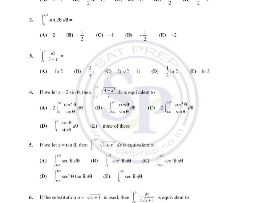 AP Calculus AB BC TEST Applications Of Integration SAT PREP