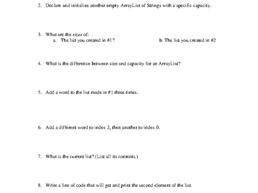 AP Computer Science Worksheet 6 2 Understanding ArrayLists Studocu