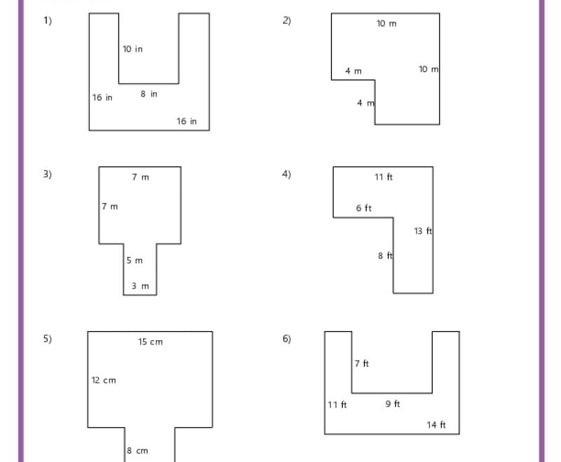 Area And Perimeter Of Composite Shapes K12 Math Worksheets