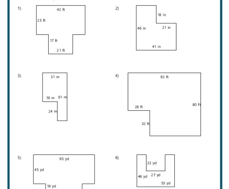 Area And Perimeter Of Composite Shapes K12 Math Worksheets