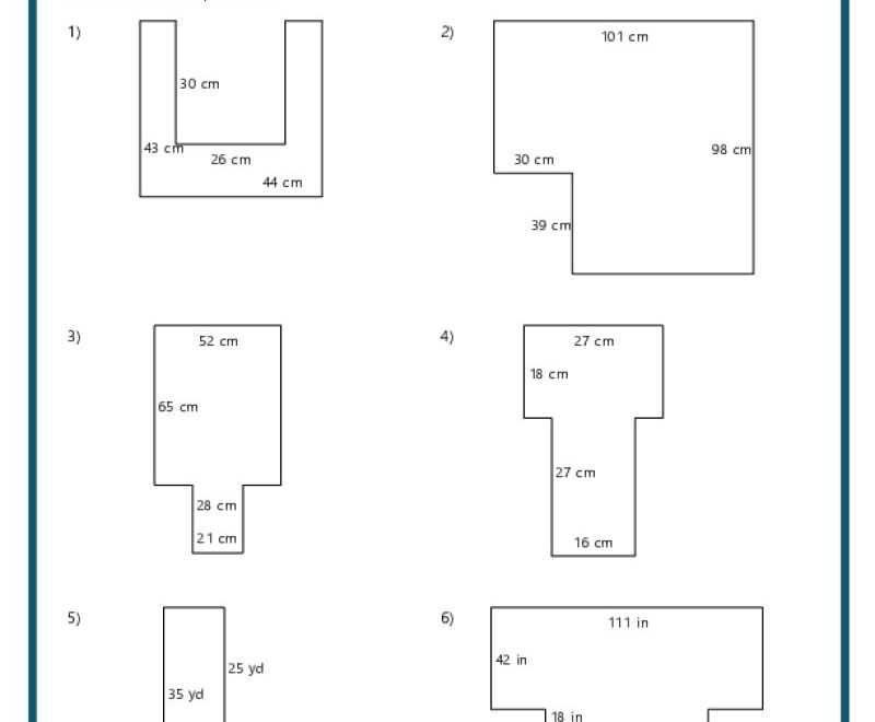 Area And Perimeter Of Composite Shapes K12 Math Worksheets