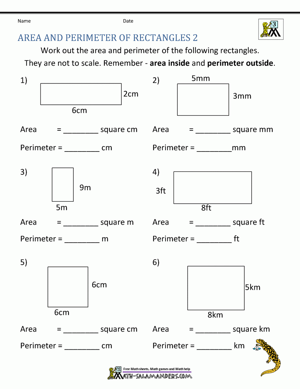 Area And Perimeter Of Rectangle