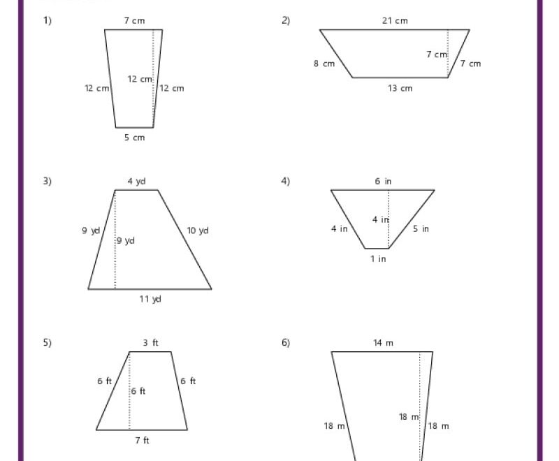 Area And Perimeter Of Trapezoids K12 Math Worksheets