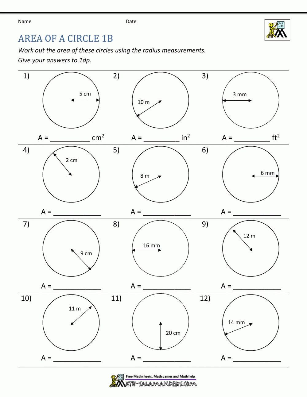 Area Of A Circle Area Of A Circle