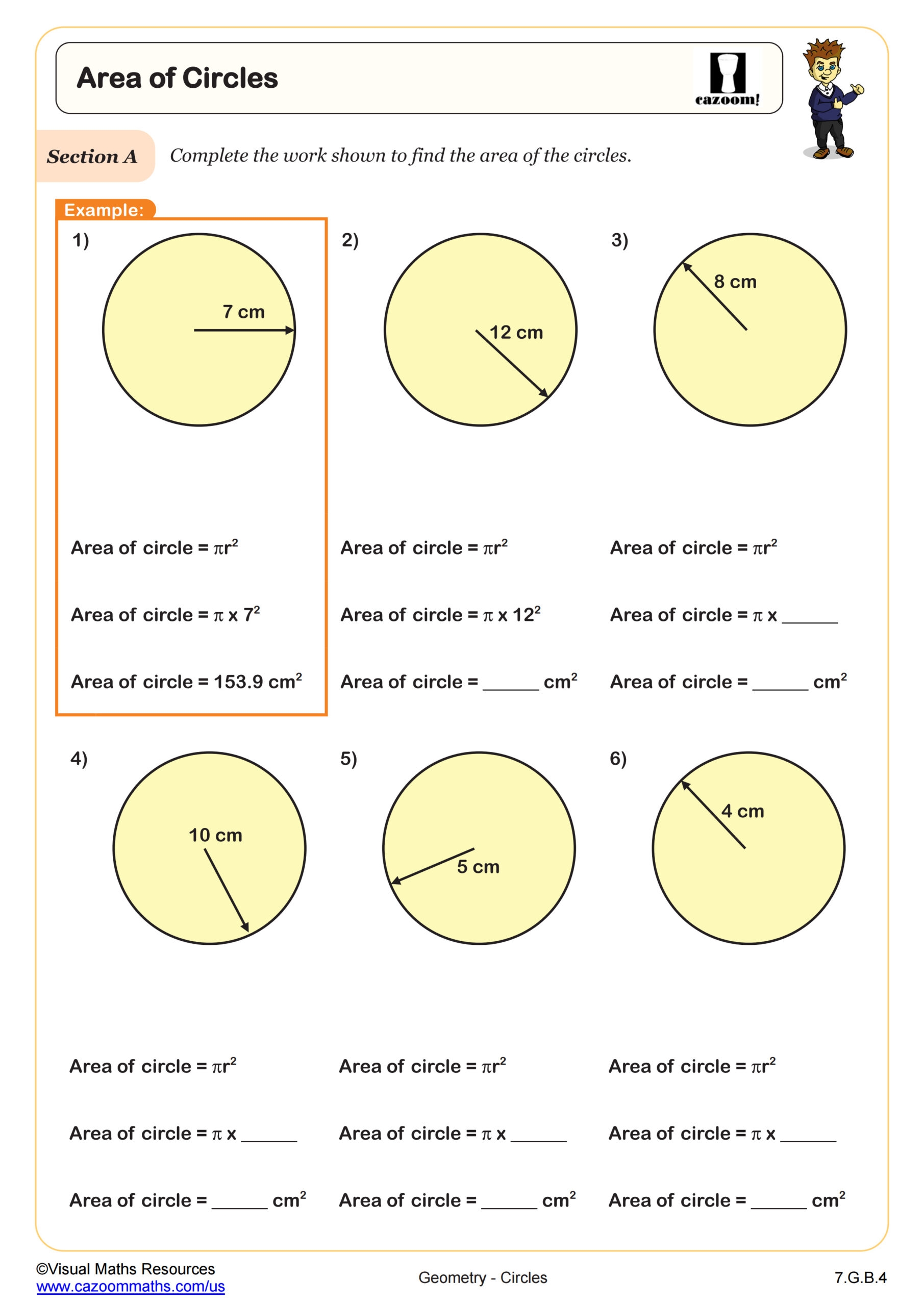 Area Of Circles Worksheet PDF Printable Geometry Worksheet Cazoom Math Area Of Circles Worksheet PDF Printable Geometry Worksheet Cazoom Math