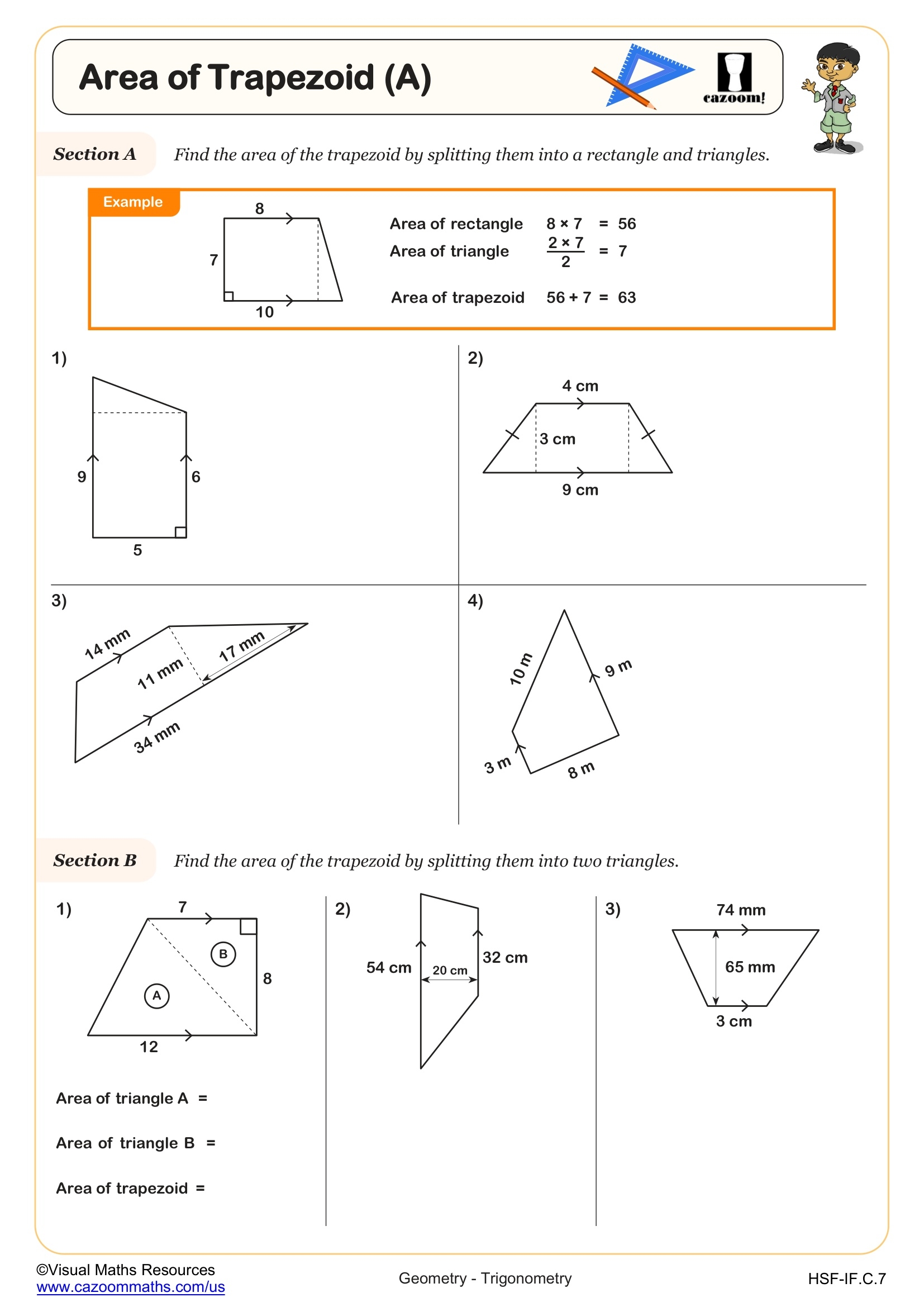 Area Of Trapezoid A Worksheet Fun And Engaging 6th Grade Geometry Worksheet Cazoom Math Area Of Trapezoid A Worksheet Fun And Engaging 6th Grade Geometry Worksheet Cazoom Math