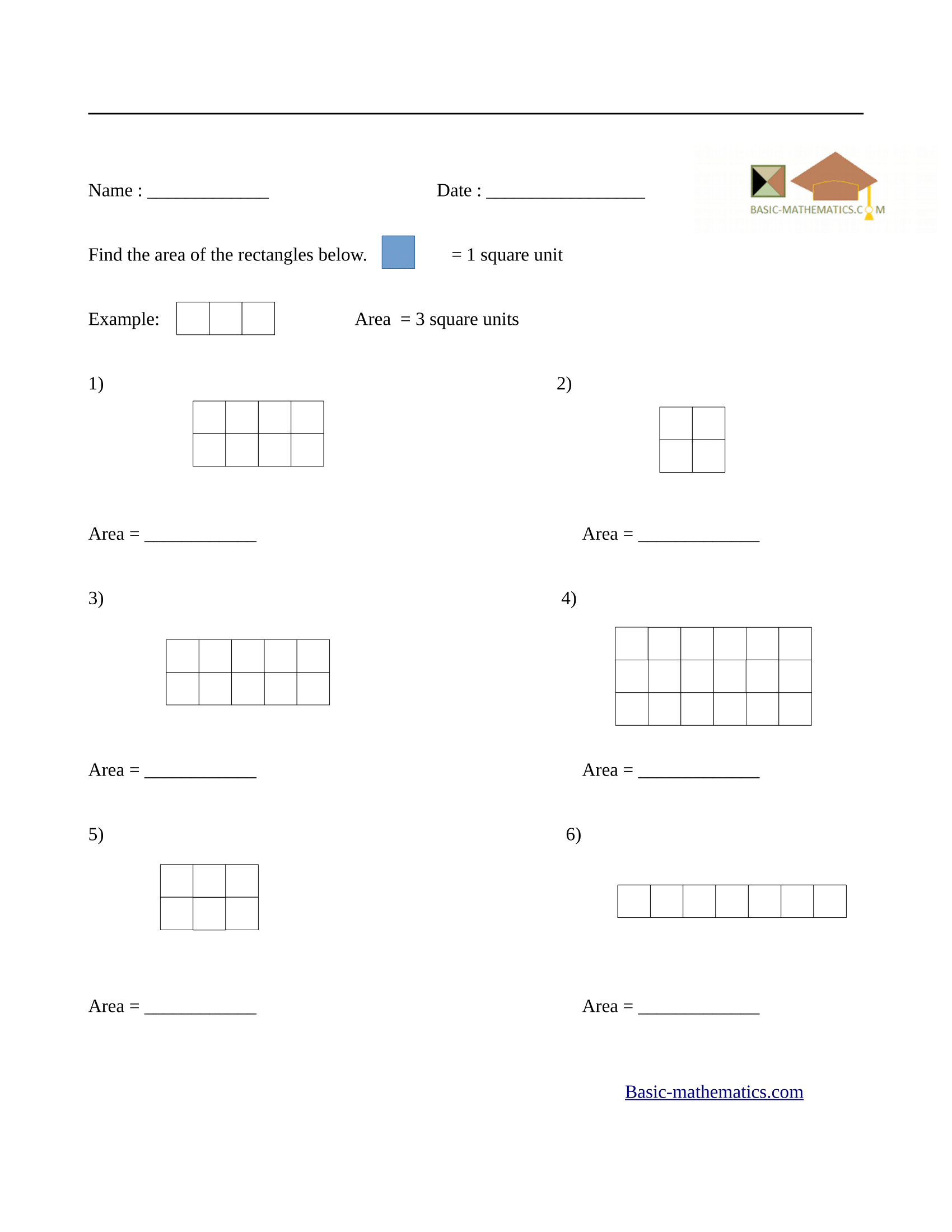 area of a rectangle worksheet