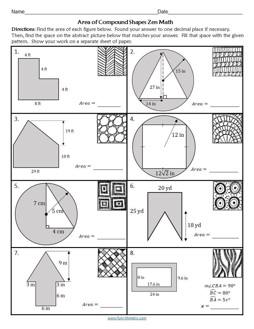 area of compound figures worksheet area of compound figures worksheet