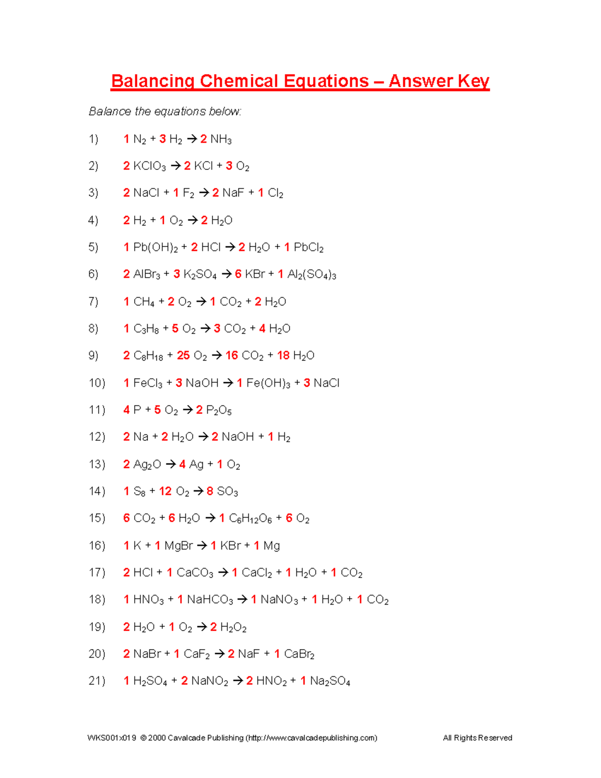 Balancing Chemical Equations Practice Worksheet Chemistry Class Studocu