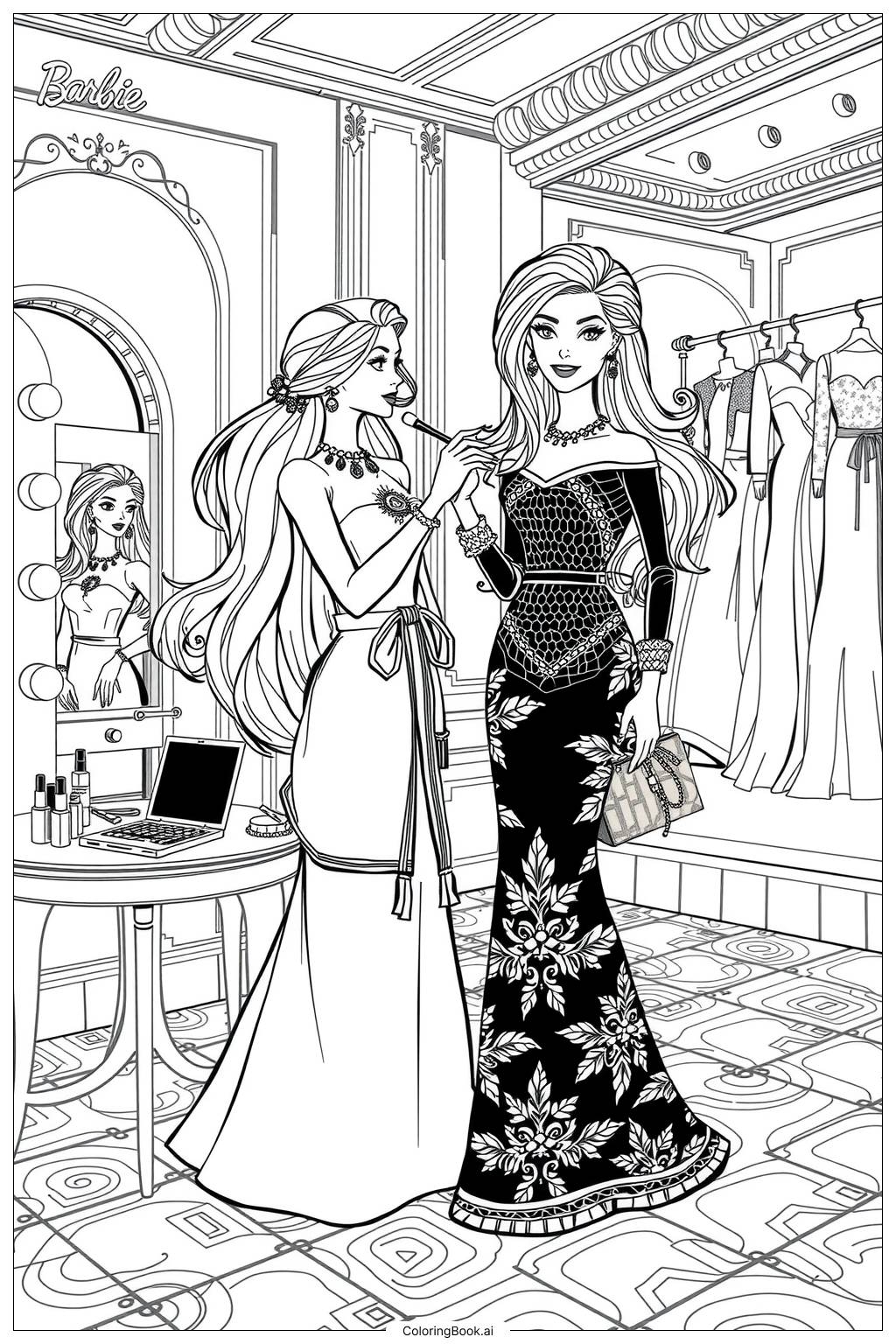 barbie printable coloring page