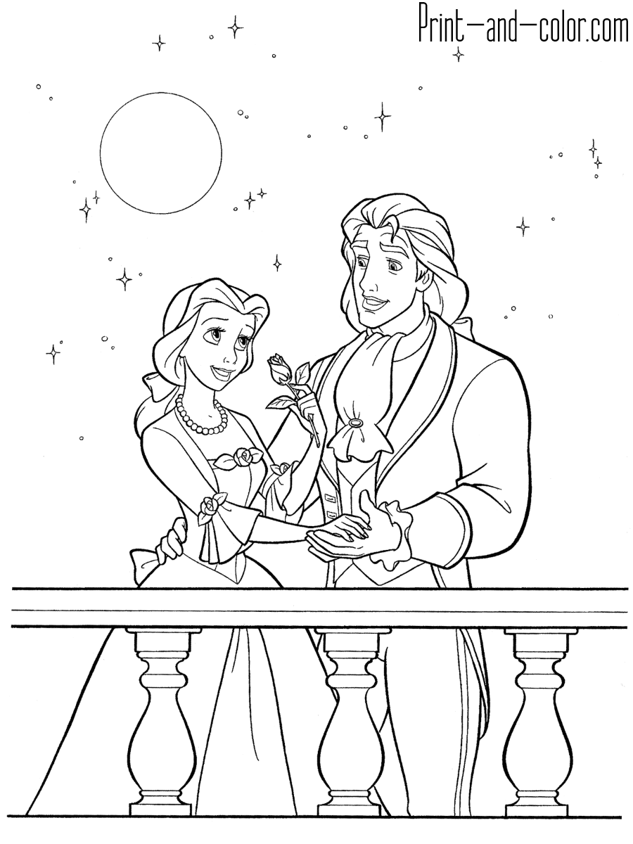 beauty and the beast printable coloring pages