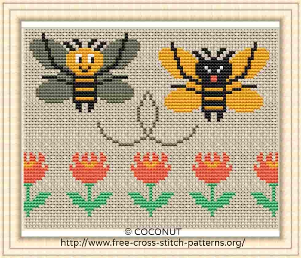 Bee Free And Easy Printable Cross Stitch Pattern