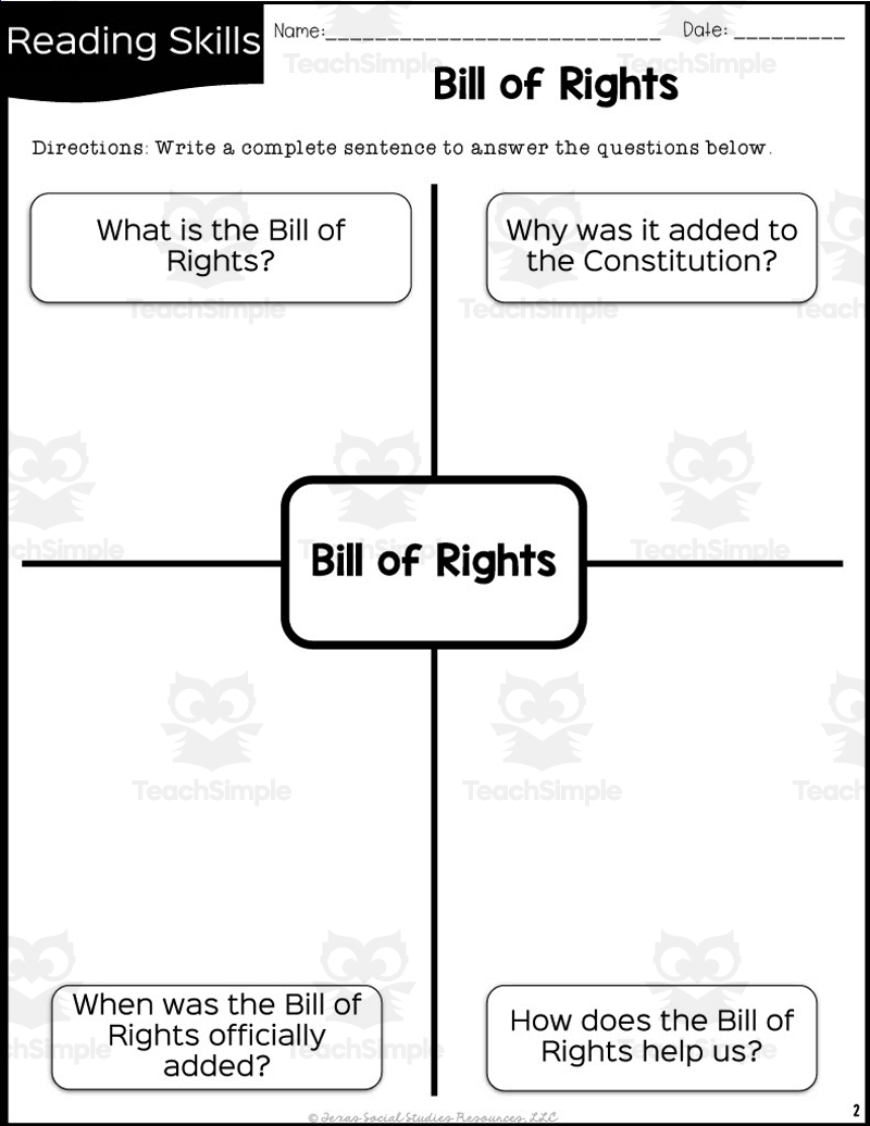 Bill Of Rights Reading Packet By Teach Simple