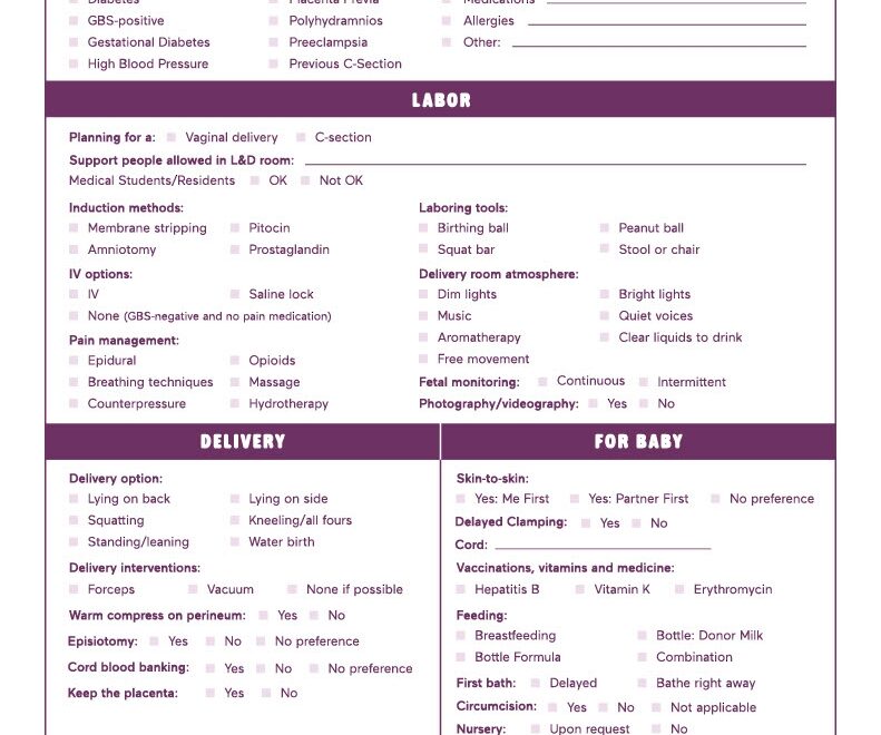 Birth Plan Template How To Write A Perfect Labor Delivery Plan