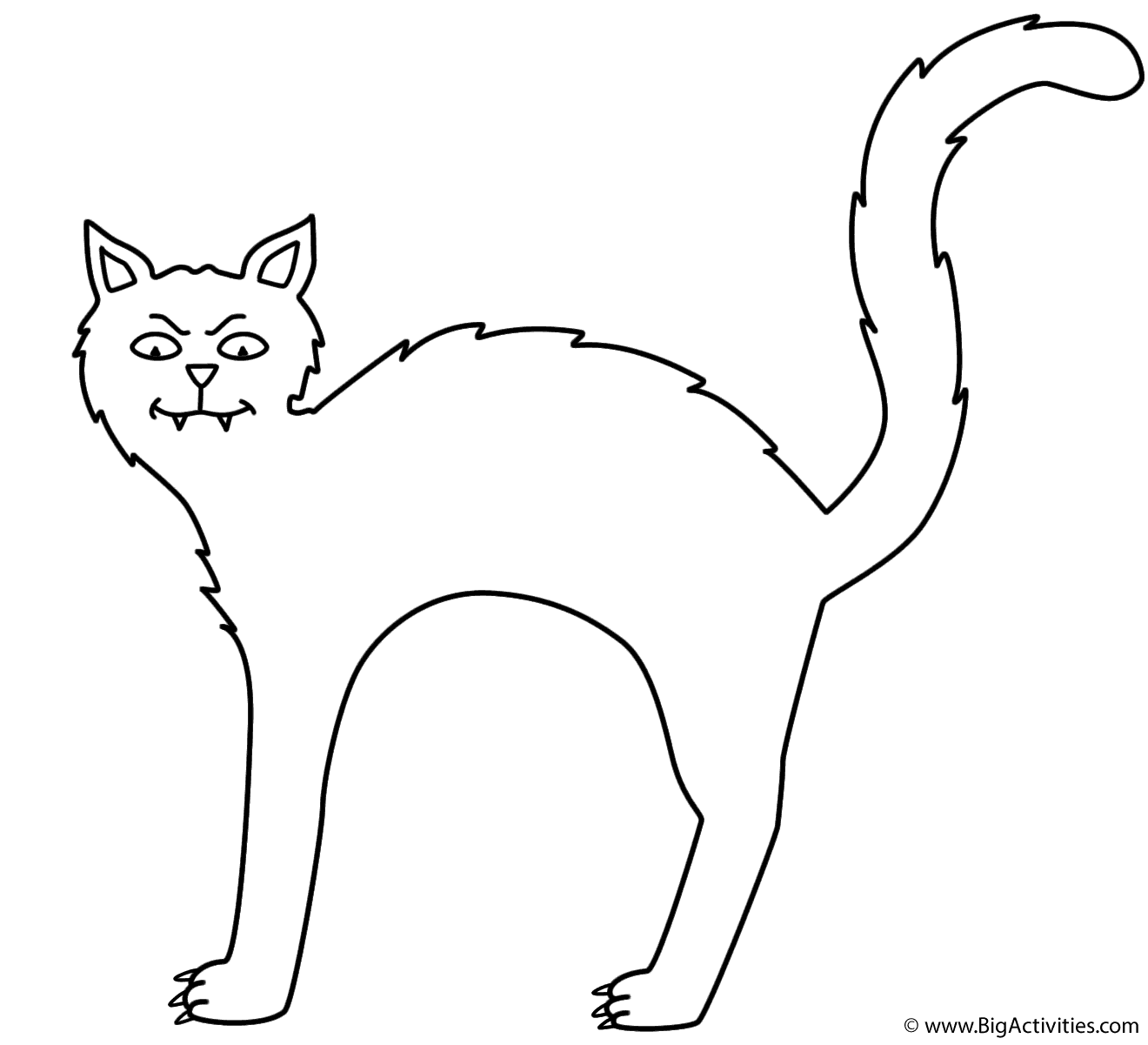 Black Cat Coloring Page Halloween 