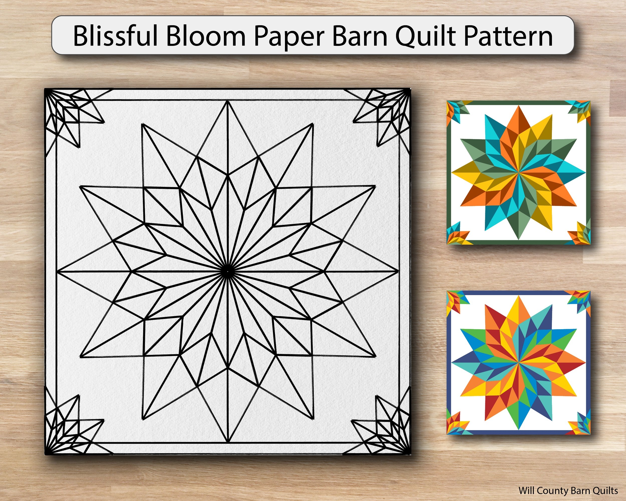 Blissful Bloom Paper Barn Quilt Pattern Will County Barn Quilt Trail