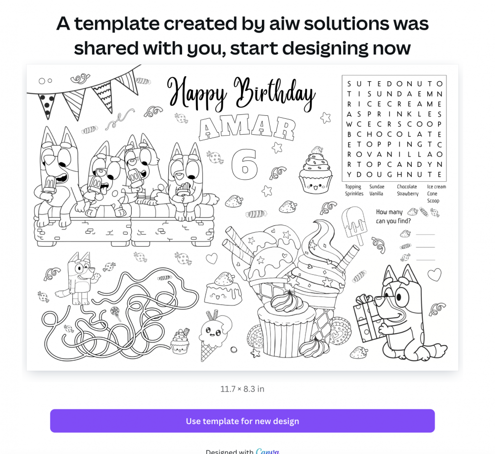 bluey birthday coloring page printable