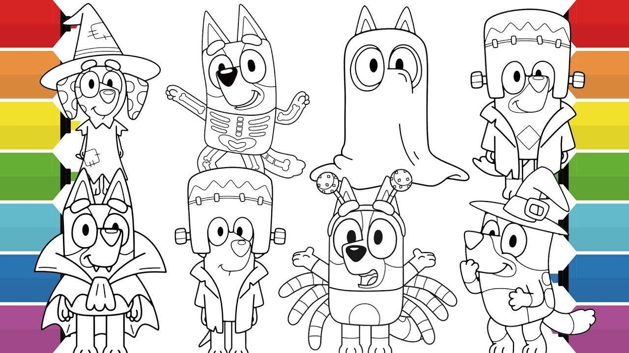 Bluey Halloween Coloring Pages Bluey Bingo Rusty Chloe Lucky YouTube Bluey Halloween Coloring Pages Bluey Bingo Rusty Chloe Lucky YouTube