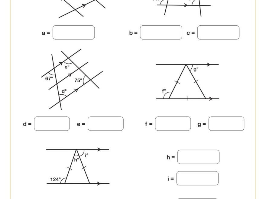 Calculating Angles On Parallel Lines With Transversals C Worksheet Fun And Engaging 8th Grade PDF Worksheets Cazoom Math