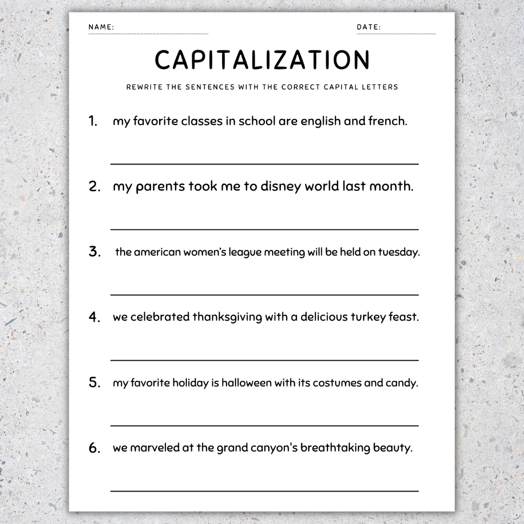Capitalization Worksheets Fix The Sentences Grammar Practice 5th Grade Made By Teachers Capitalization Worksheets Fix The Sentences Grammar Practice 5th Grade Made By Teachers