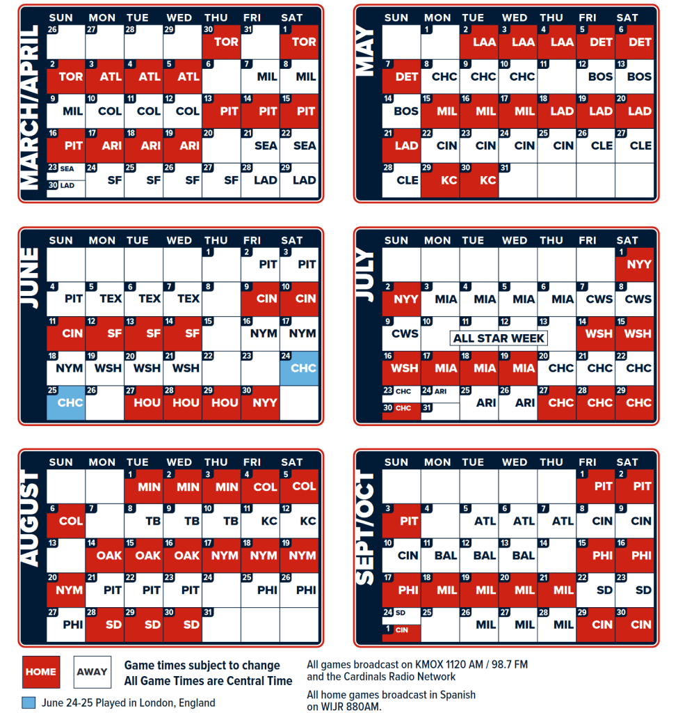 Cardinals Announce 2023 Schedule Team Will Open At Home Against Toronto News From Rob Rains STLSportsPage
