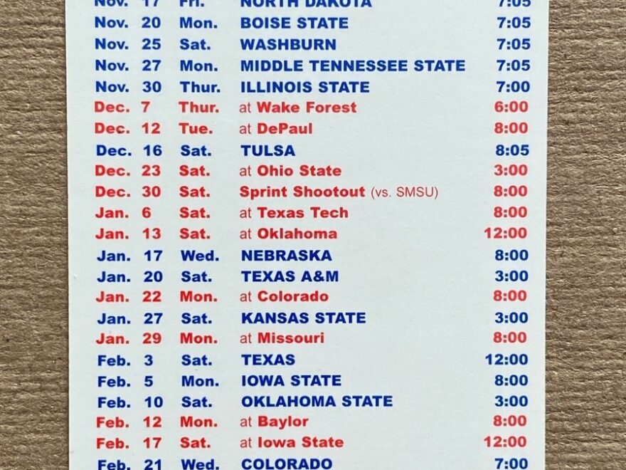CBK 2000 01 KANSAS JAYHAWKS Basketball Schedule LUKE AXTELL Cover College EBay