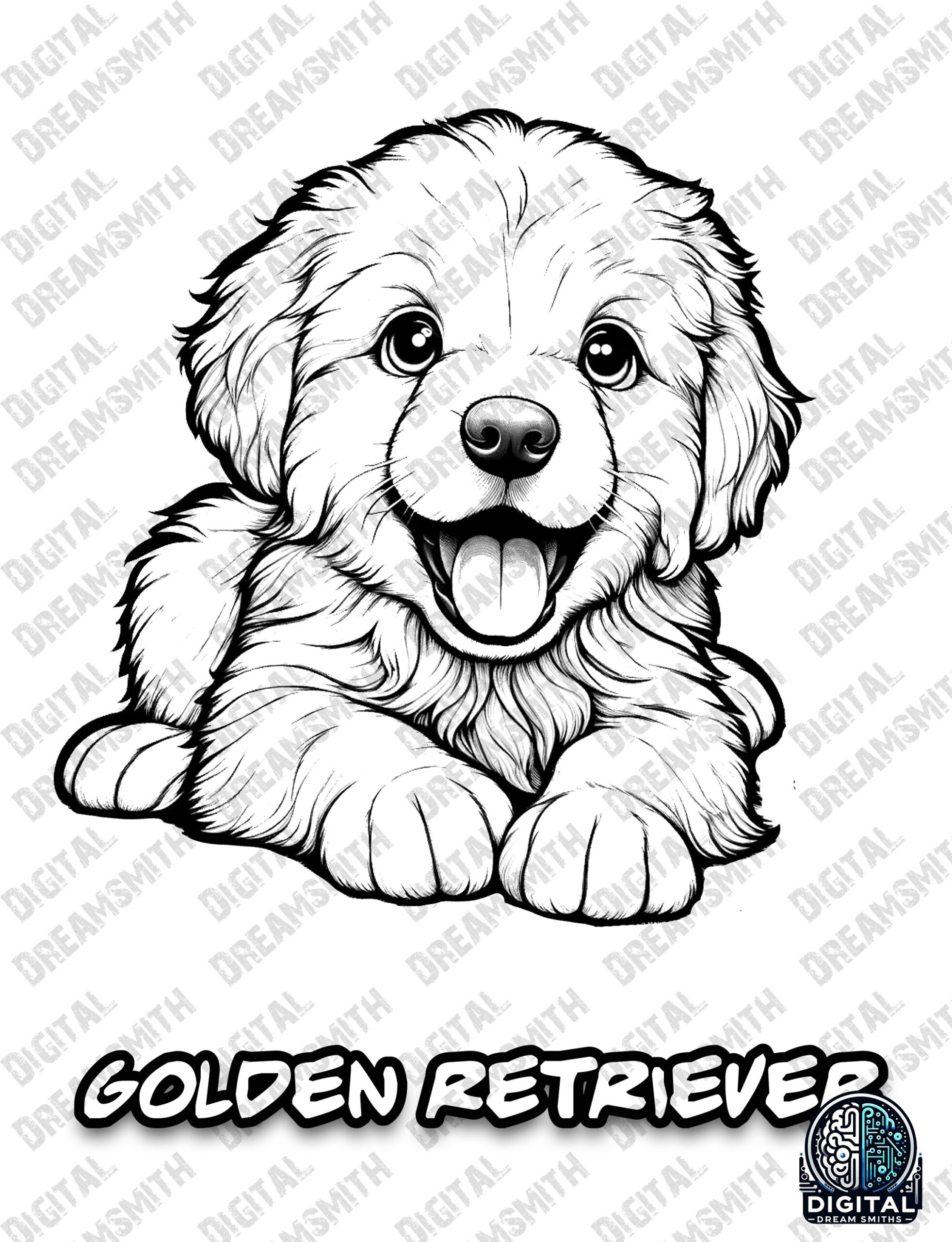 Charming Golden Retriever Puppy Coloring Page Printable PDF For All Ages Instant Download Etsy Australia Charming Golden Retriever Puppy Coloring Page Printable PDF For All Ages Instant Download Etsy Australia