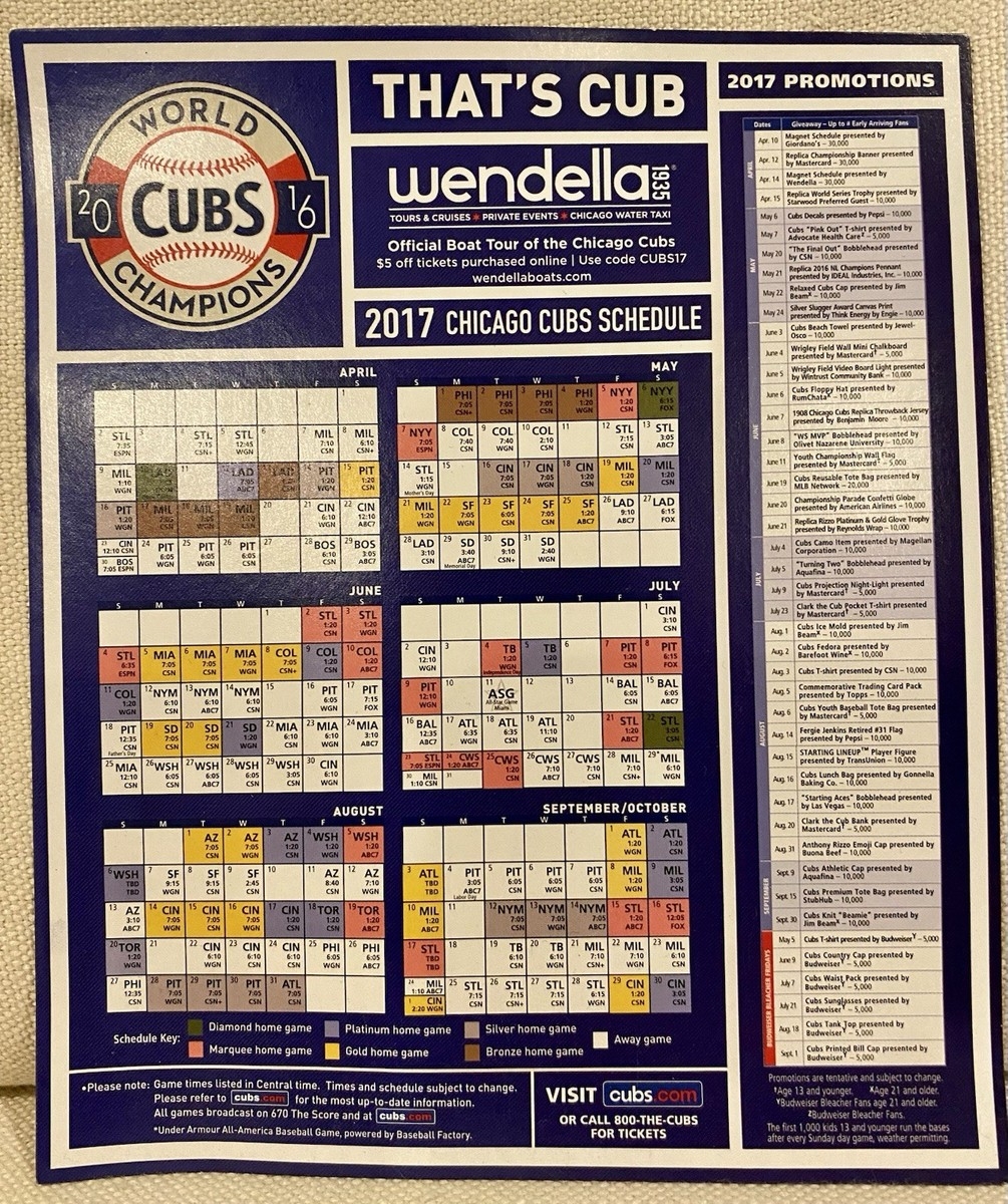 Chicago Cubs Baseball Magnet Vintage Sports Schedules For Sale EBay