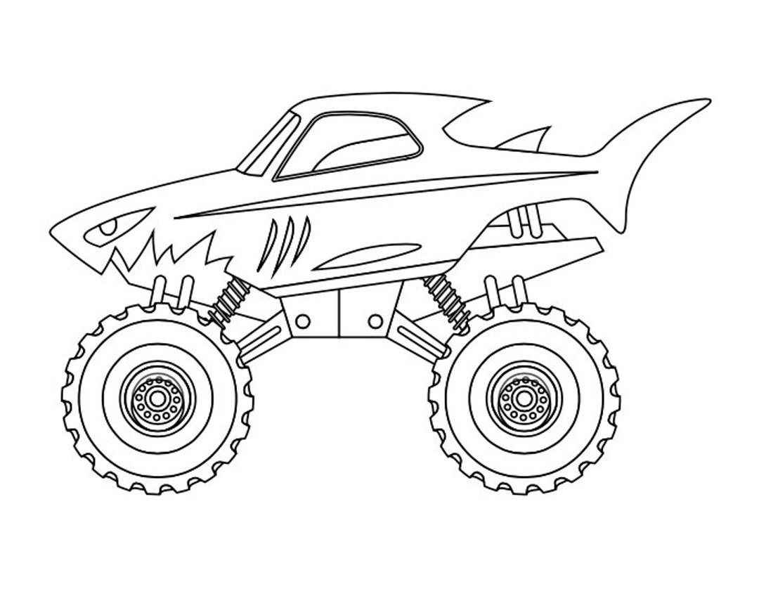 Children s Monster Truck Coloring Pages Etsy Children s Monster Truck Coloring Pages Etsy