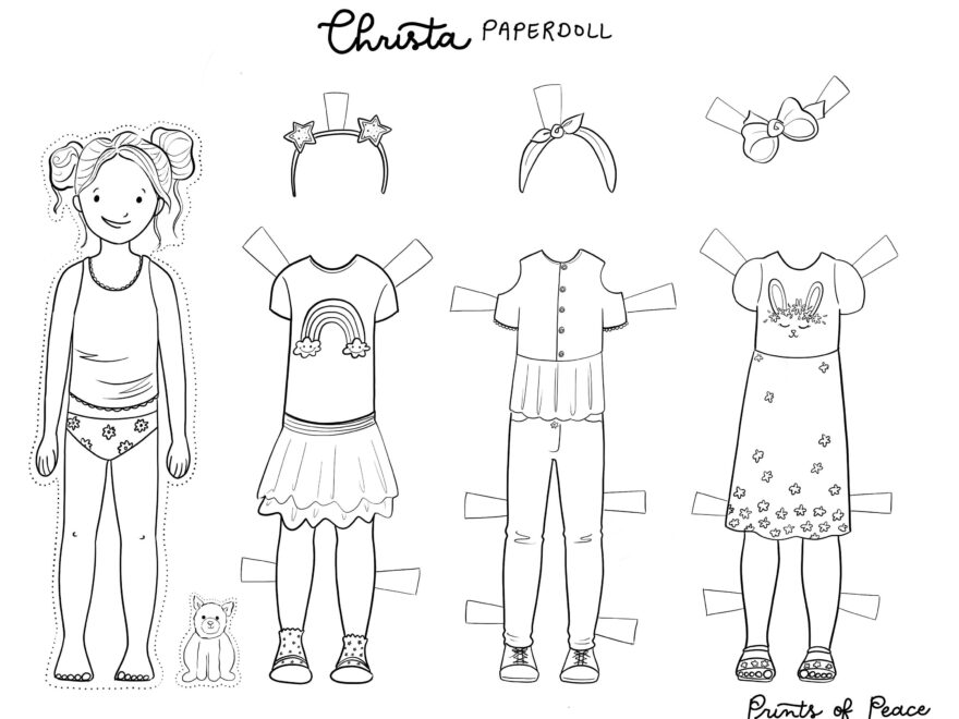 Christa Printable Paper Doll Color Me Instant Download Dress Up Little Girls Quiet Play Colorable Coloring Page Paperdoll Etsy
