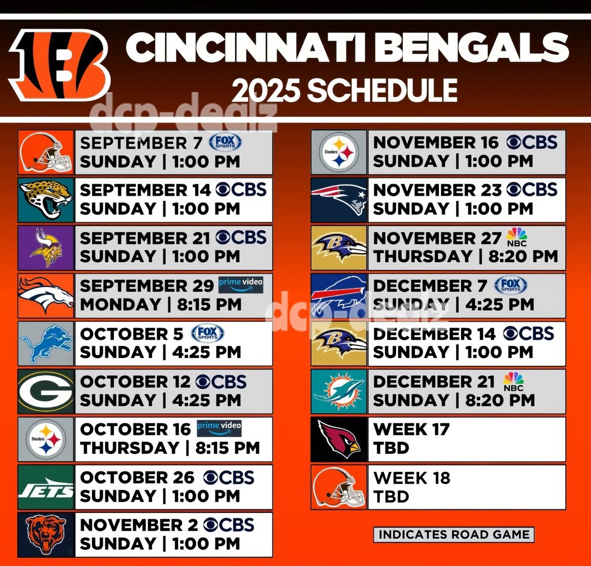 CINCINNATI BENGALS 2025 NFL Football Schedule Glossy Decal 8 X 8 EBay CINCINNATI BENGALS 2025 NFL Football Schedule Glossy Decal 8 X 8 EBay