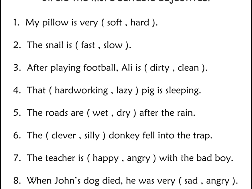 Circle The Adjectives Grammar Worksheets 2nd And 3rd Grade Made By Teachers