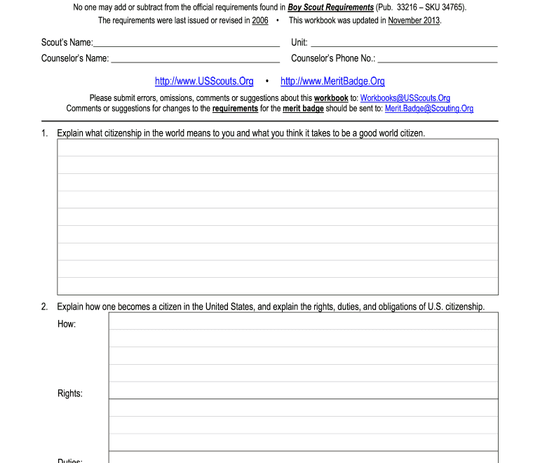 Citizenship In The World Merit Badge Worksheet Fill Out Sign Online DocHub