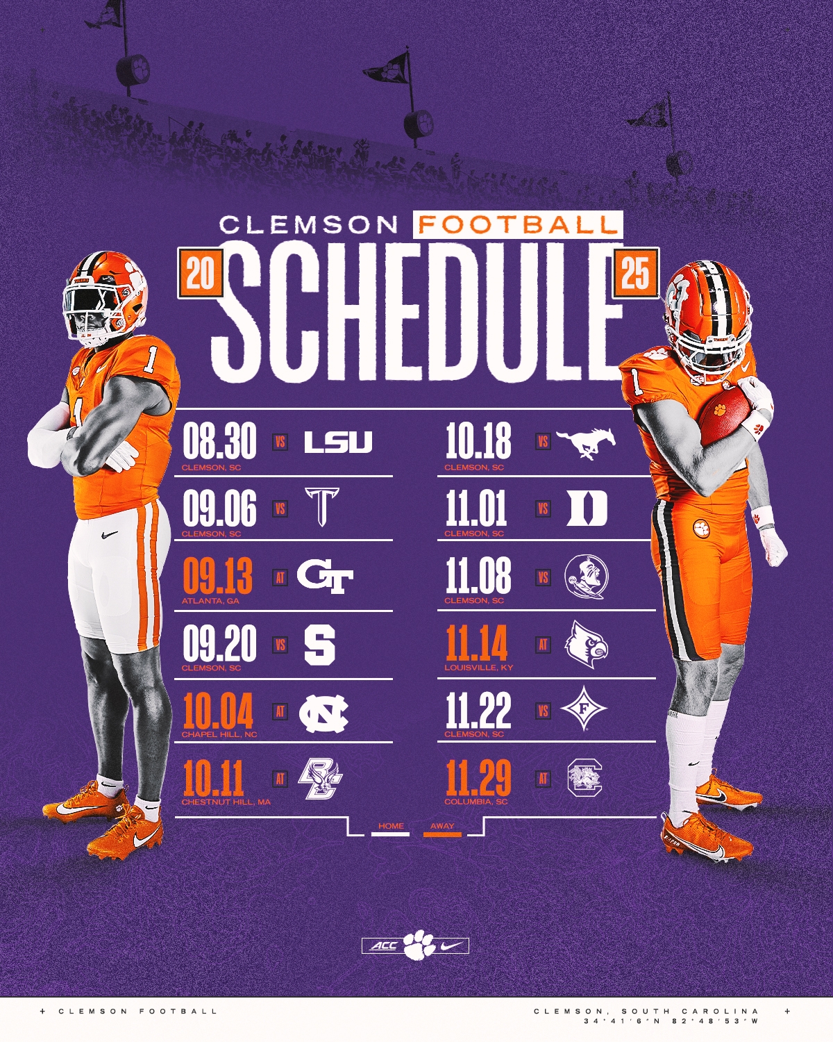 Clemson Announces 2025 Football Schedule Clemson Tigers Official Athletics Site